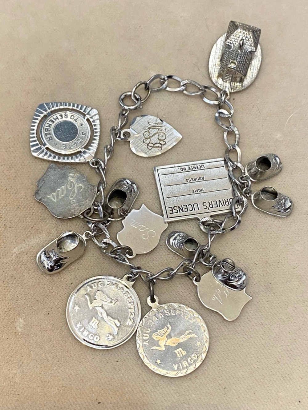Vintage Sterling Silver Charm Bracelet 925